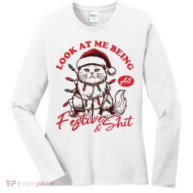 Look At Me Being All Festive Grumpy Cat Christmas Women's Long Sleeve Shirt
