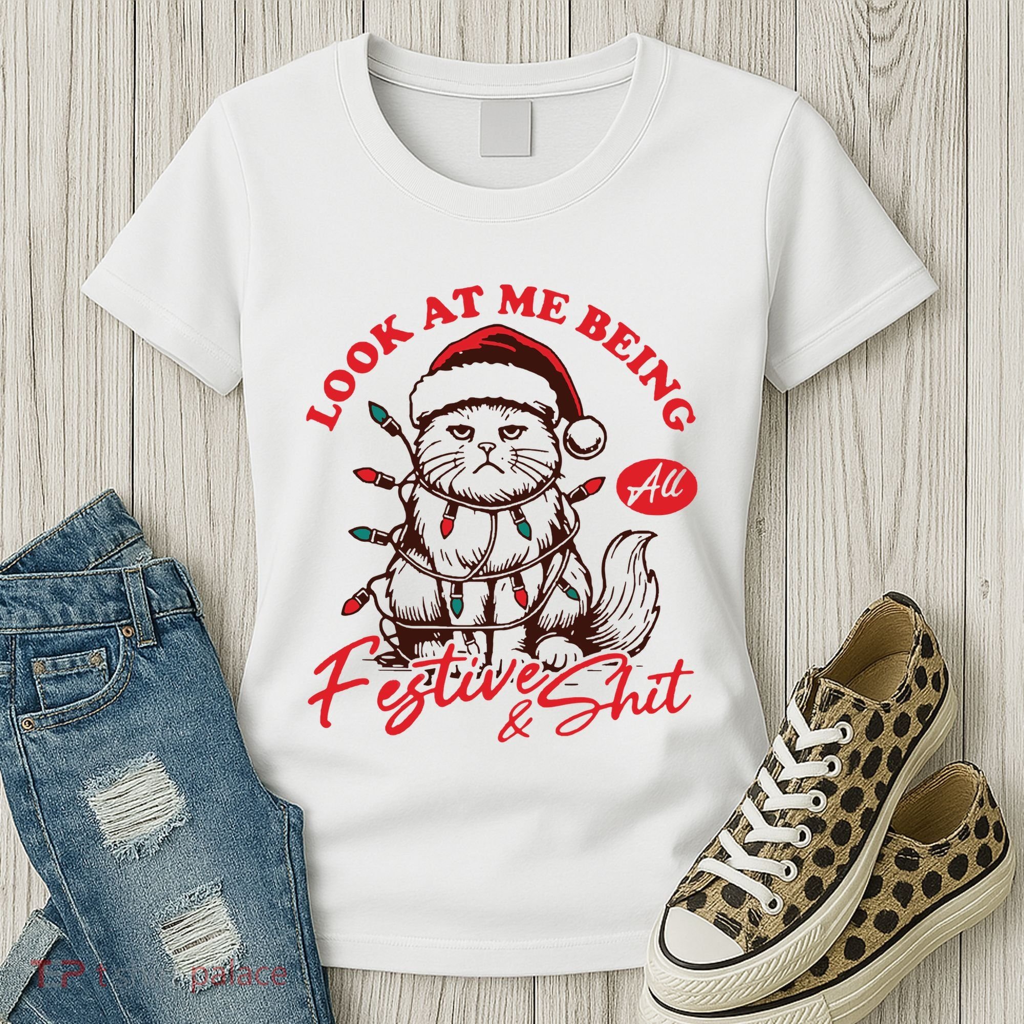 Look At Me Being All Festive Grumpy Cat Christmas Women's T-Shirt