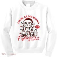 Look At Me Being All Festive Grumpy Cat Christmas Kids Sweatshirt thumb 0