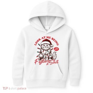 Look At Me Being All Festive Grumpy Cat Christmas Kids Hoodie