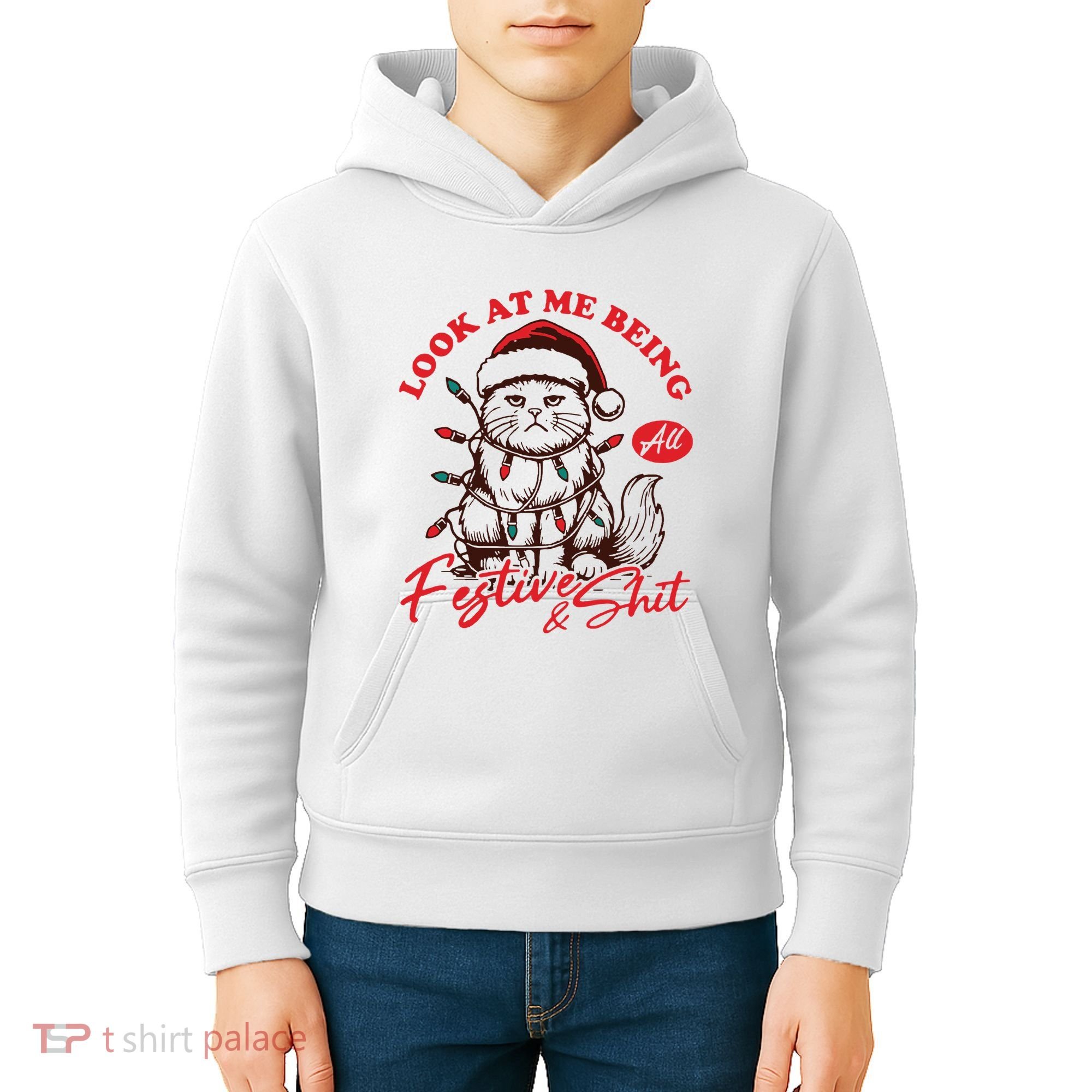 Look At Me Being All Festive Grumpy Cat Christmas Kids Hoodie