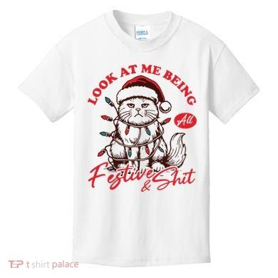Look At Me Being All Festive Grumpy Cat Christmas Kids T-Shirt