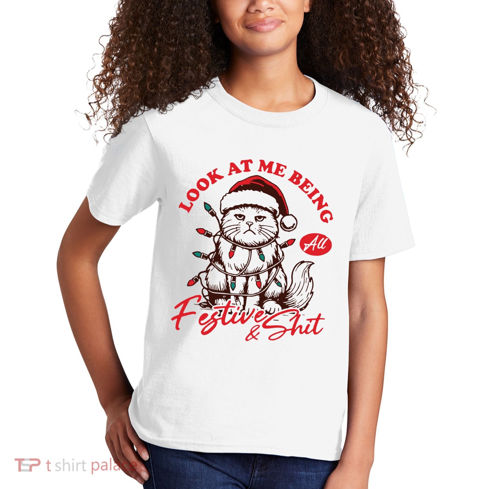 Look At Me Being All Festive Grumpy Cat Christmas Kids T-Shirt