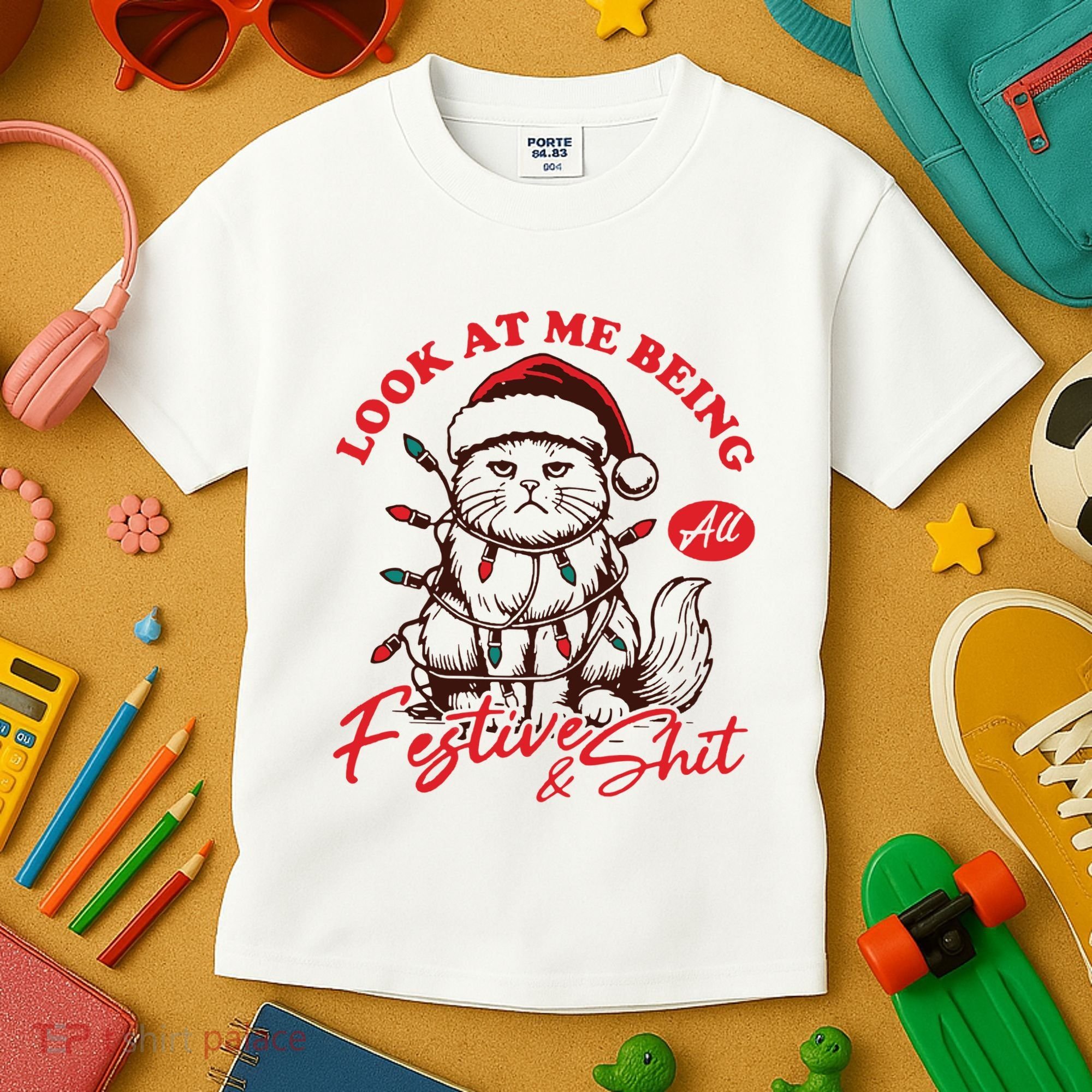 Look At Me Being All Festive Grumpy Cat Christmas Kids T-Shirt