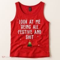 Look At Me Being All Festive And Shit Funny Christmas Tank Top thumb 2