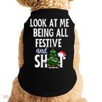 Look At Me Being All Festive And Shits Funny Sarcastic Xmas  Doggie Tank thumb 0