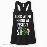 Look At Me Being All Festive And Shits Funny Sarcastic Xmas  Women's Tank Top thumb 0