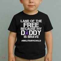 Land Of The Free Because My Daddy Is Brave Toddler T-Shirt thumb 2