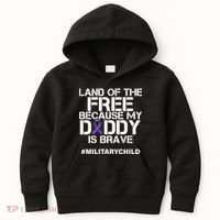 Land Of The Free Because My Daddy Is Brave Kids Hoodie thumb 0