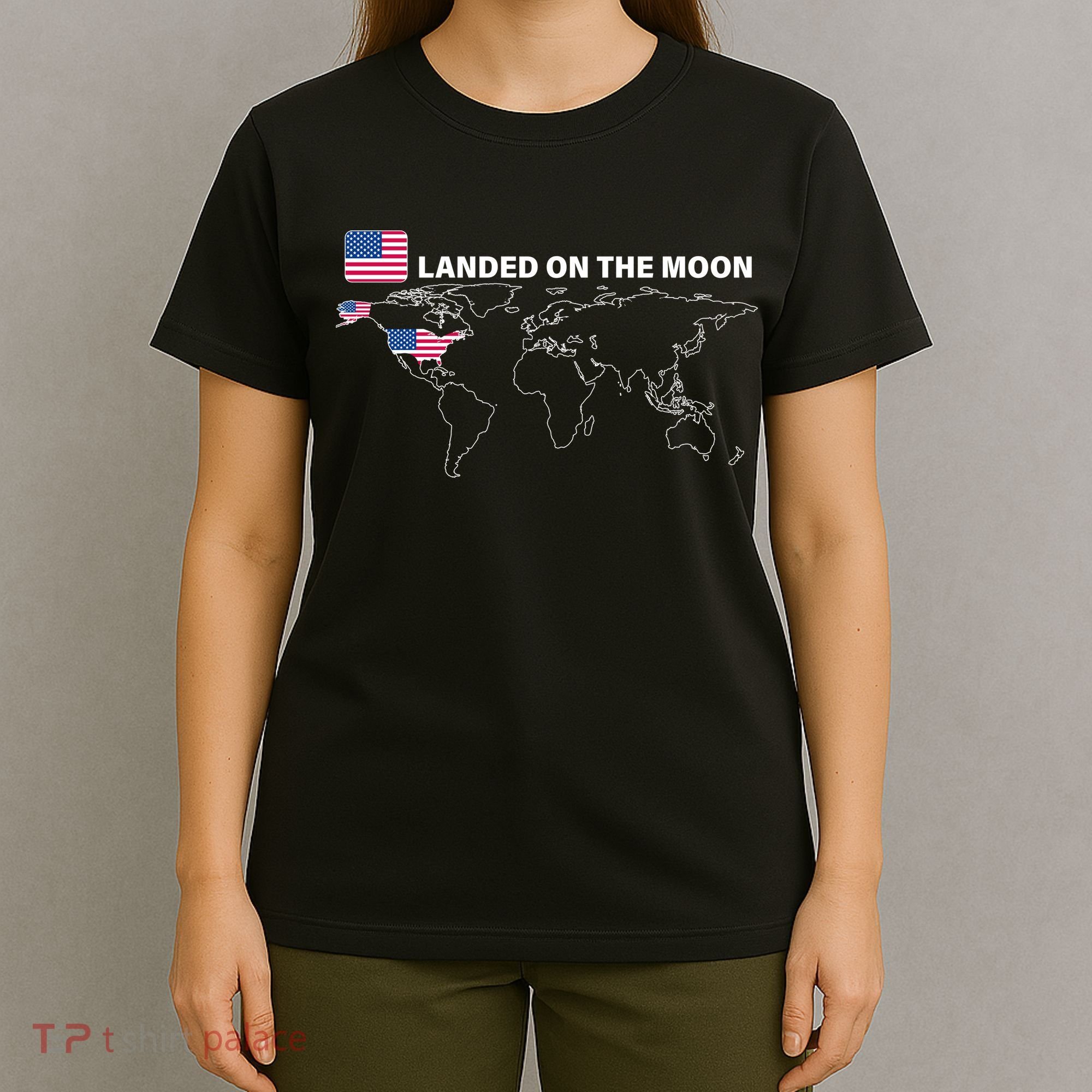 Landed On The Moon USA Map T-Shirt