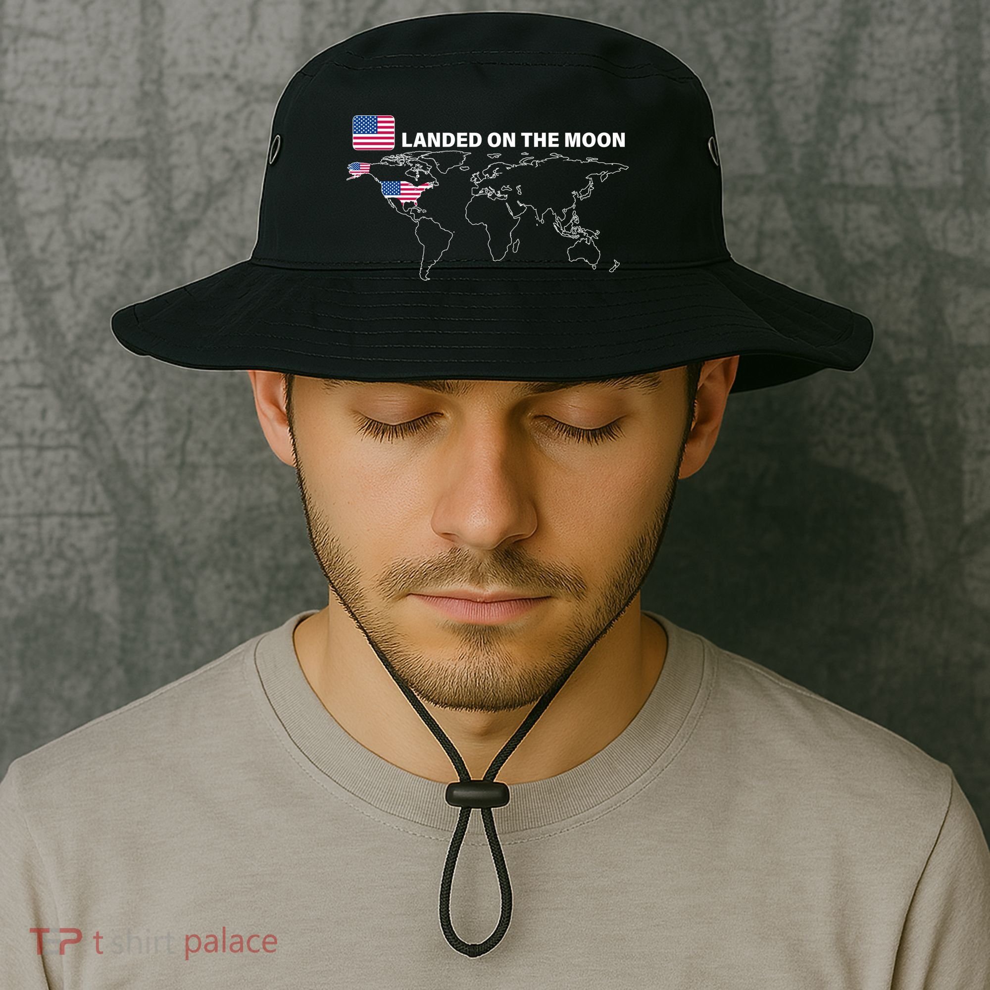 Landed On The Moon USA Map Bucket Hat