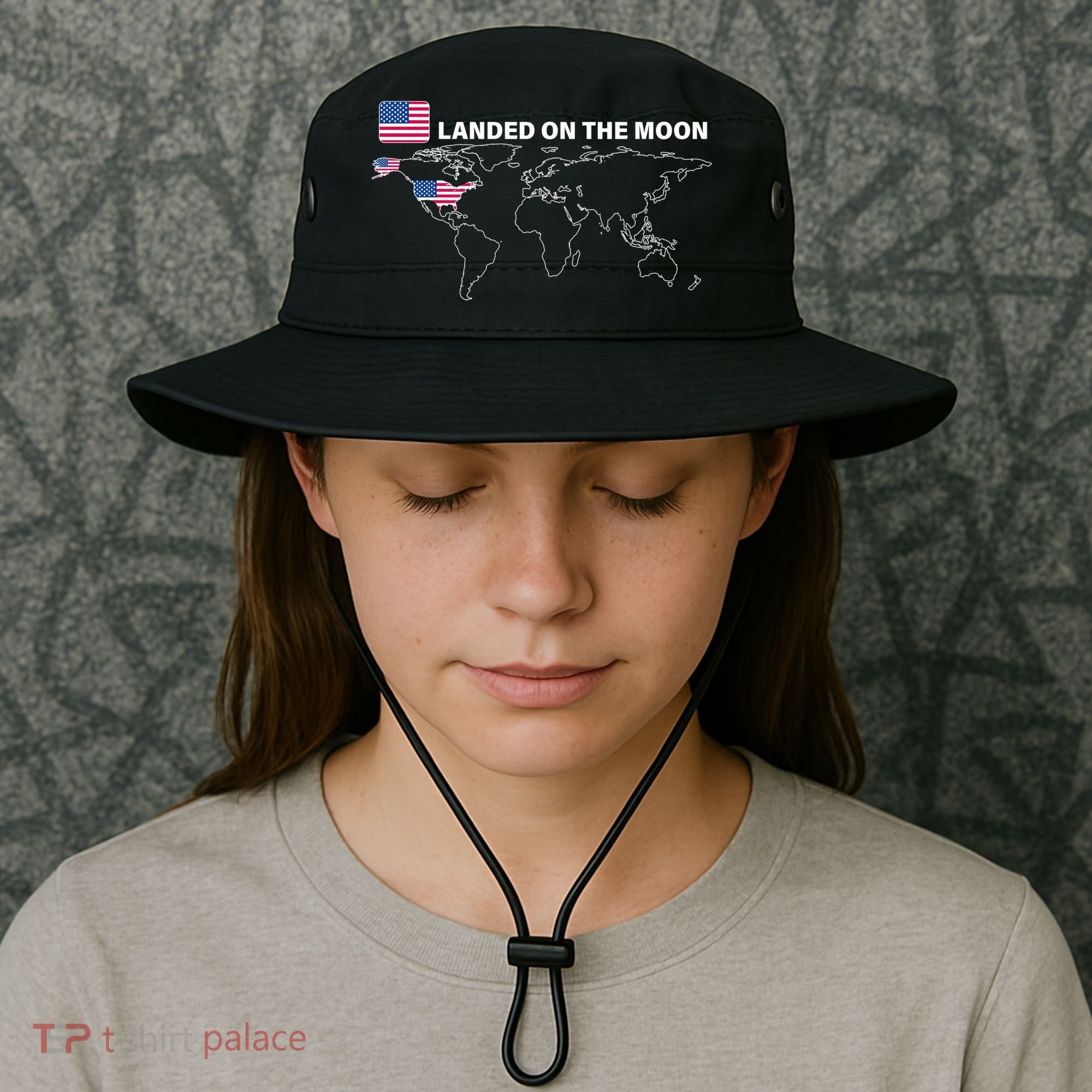 Landed On The Moon USA Map Bucket Hat