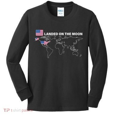 Landed On The Moon USA Map Kids Long Sleeve Shirt