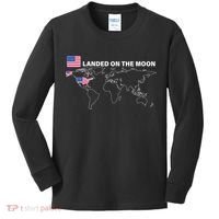 Landed On The Moon USA Map Kids Long Sleeve Shirt thumb 0
