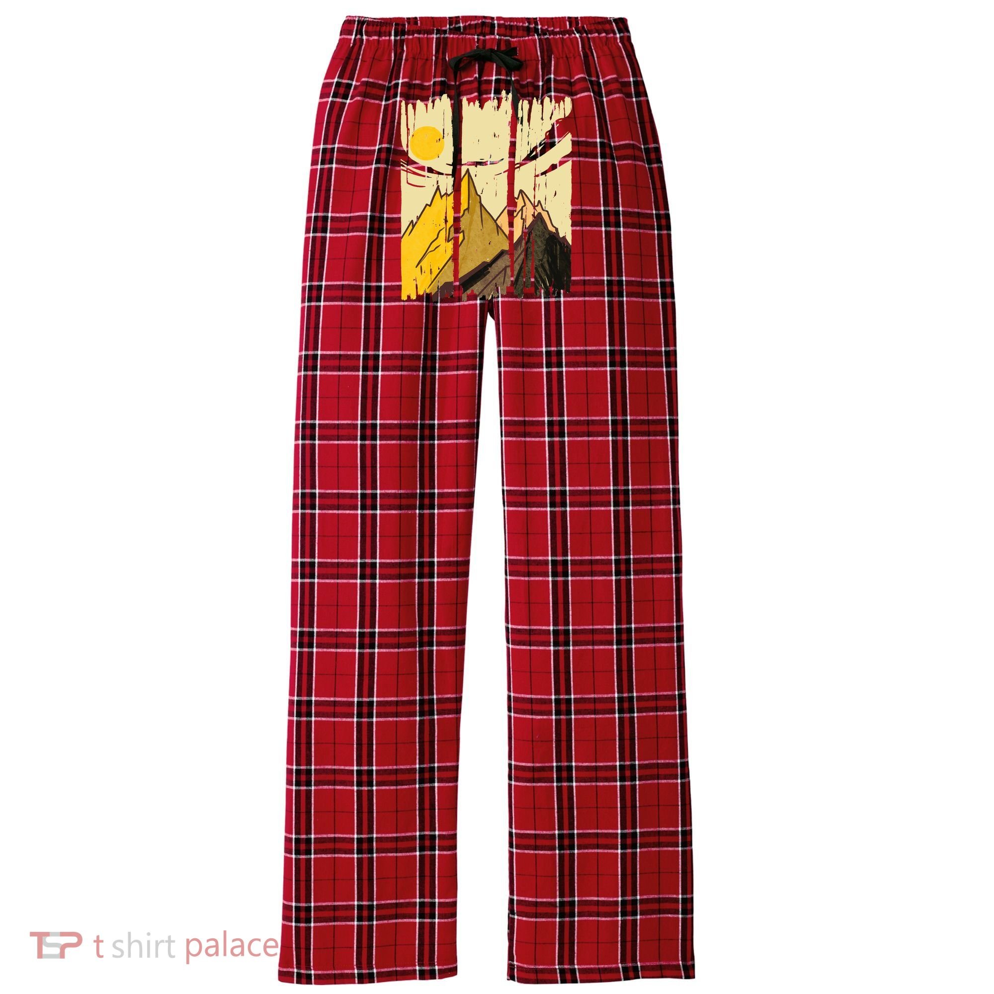 Landscape Sunset Mountain Women's Flannel Plaid Pajama Pants