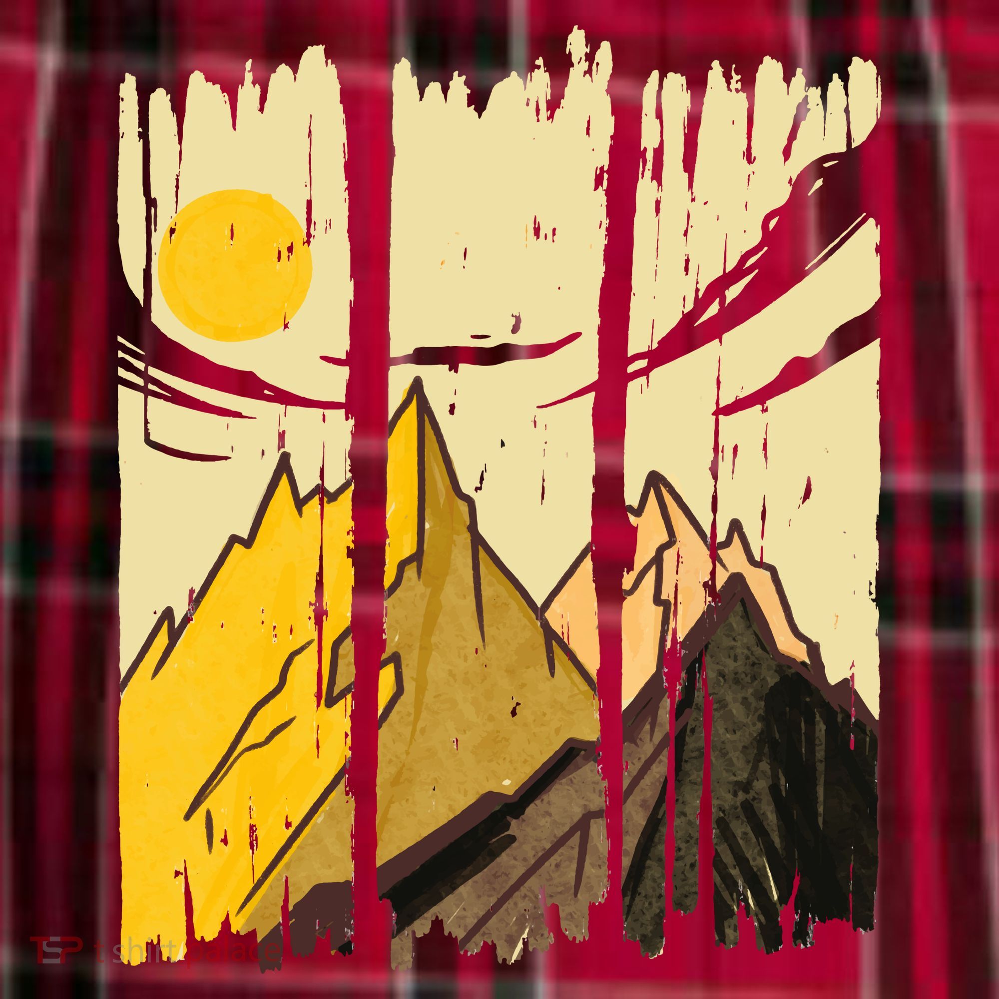 Landscape Sunset Mountain Women's Flannel Plaid Pajama Pants