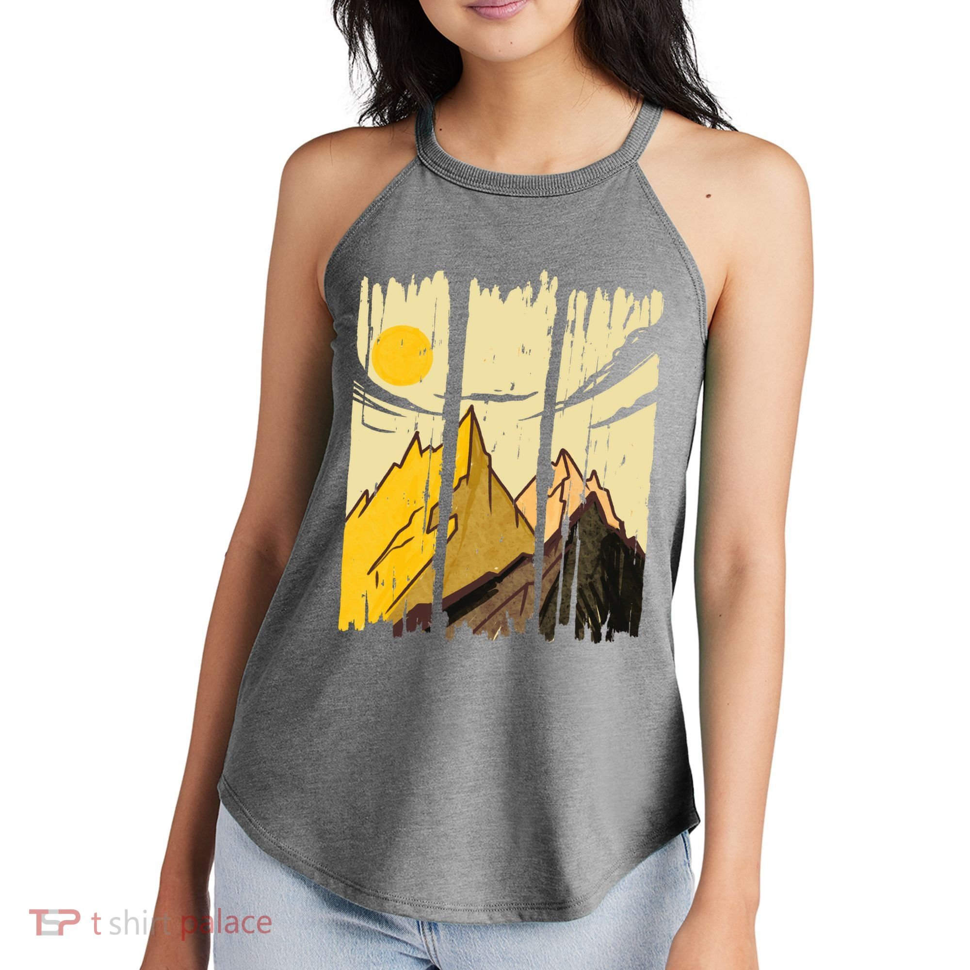 Landscape Sunset Mountain Women's Perfect Tri Rocker Tank