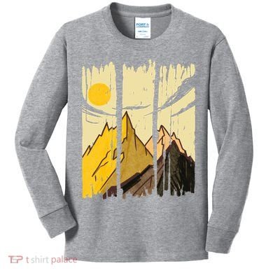 Landscape Sunset Mountain Kids Long Sleeve Shirt