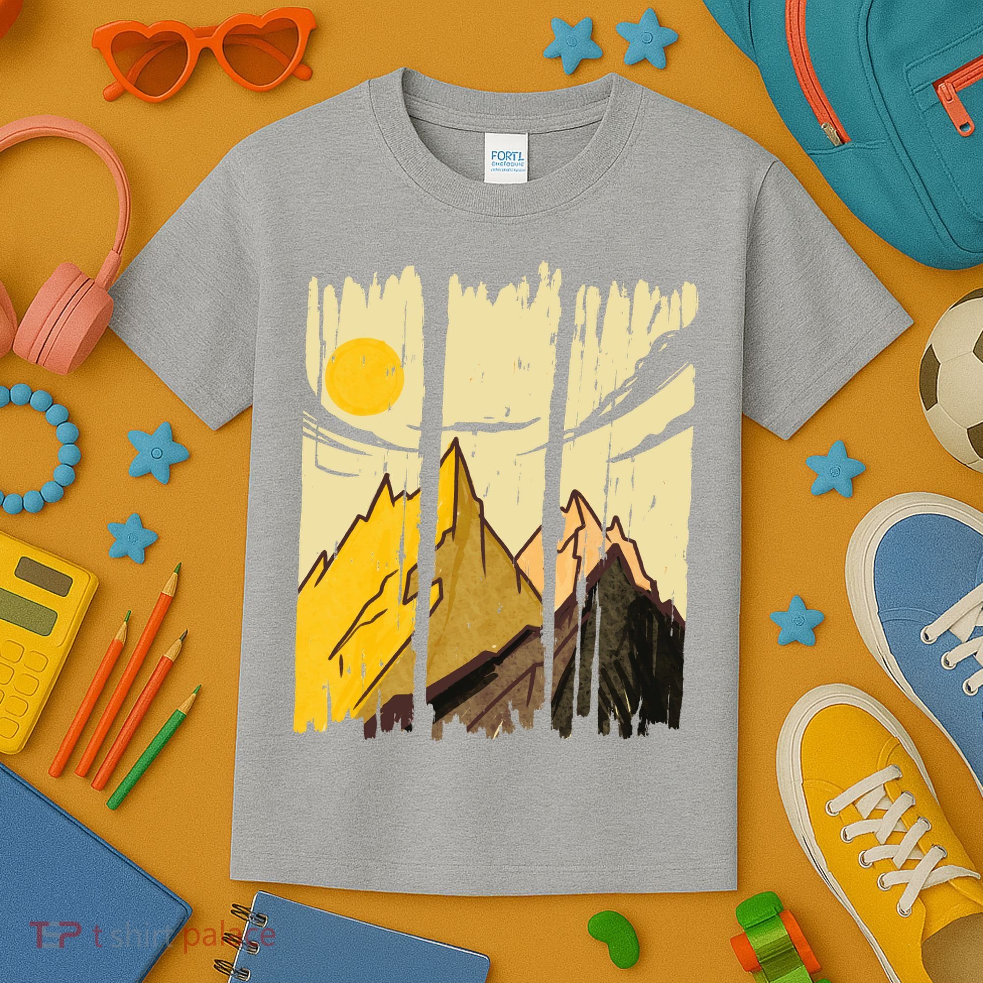Landscape Sunset Mountain Kids T-Shirt