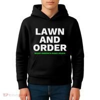 Lawn And Order. Make America Rake Again Kids Hoodie thumb 4