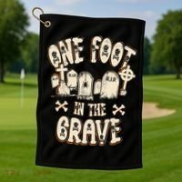 Leg Amputee One Foot In The Grave Missing Leg Golf Towel thumb 1