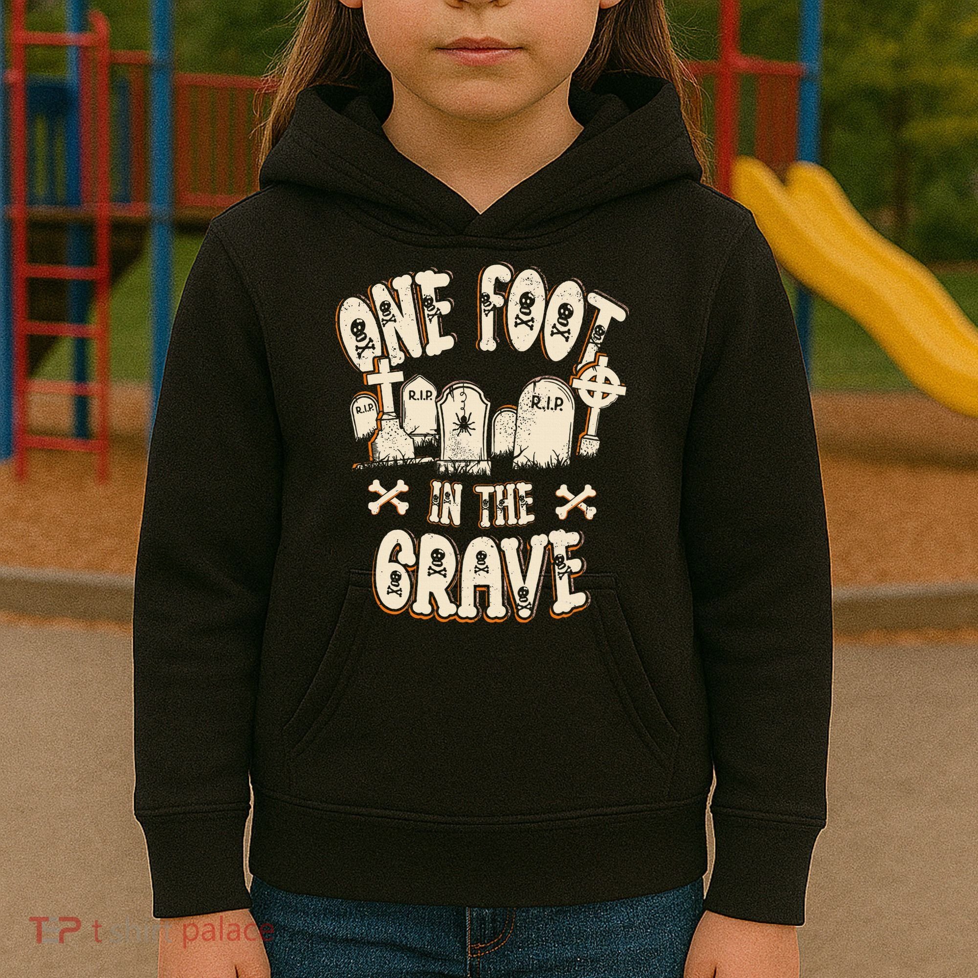 Leg Amputee One Foot In The Grave Missing Leg Kids Hoodie
