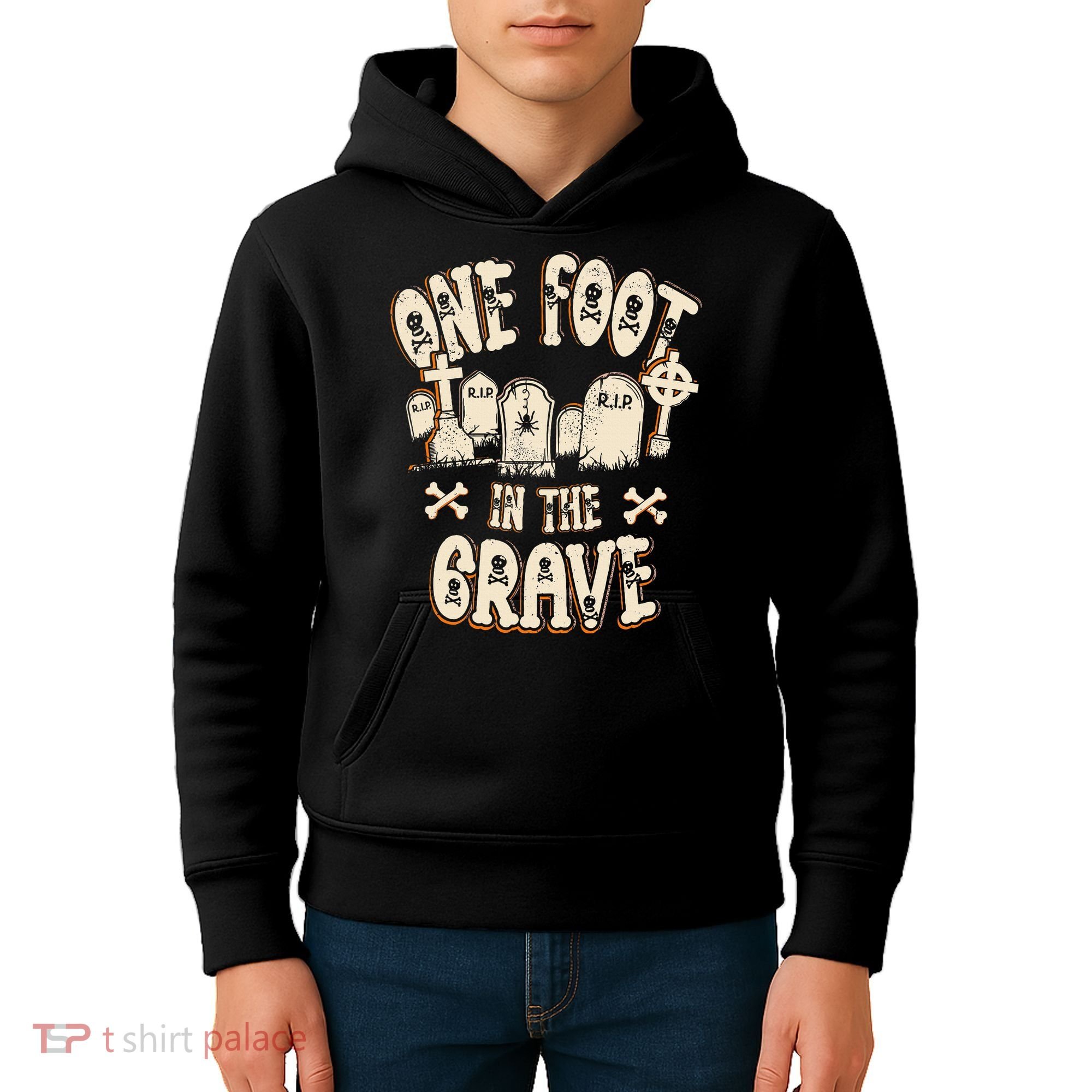 Leg Amputee One Foot In The Grave Missing Leg Kids Hoodie