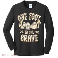 Leg Amputee One Foot In The Grave Missing Leg Kids Long Sleeve Shirt thumb 0