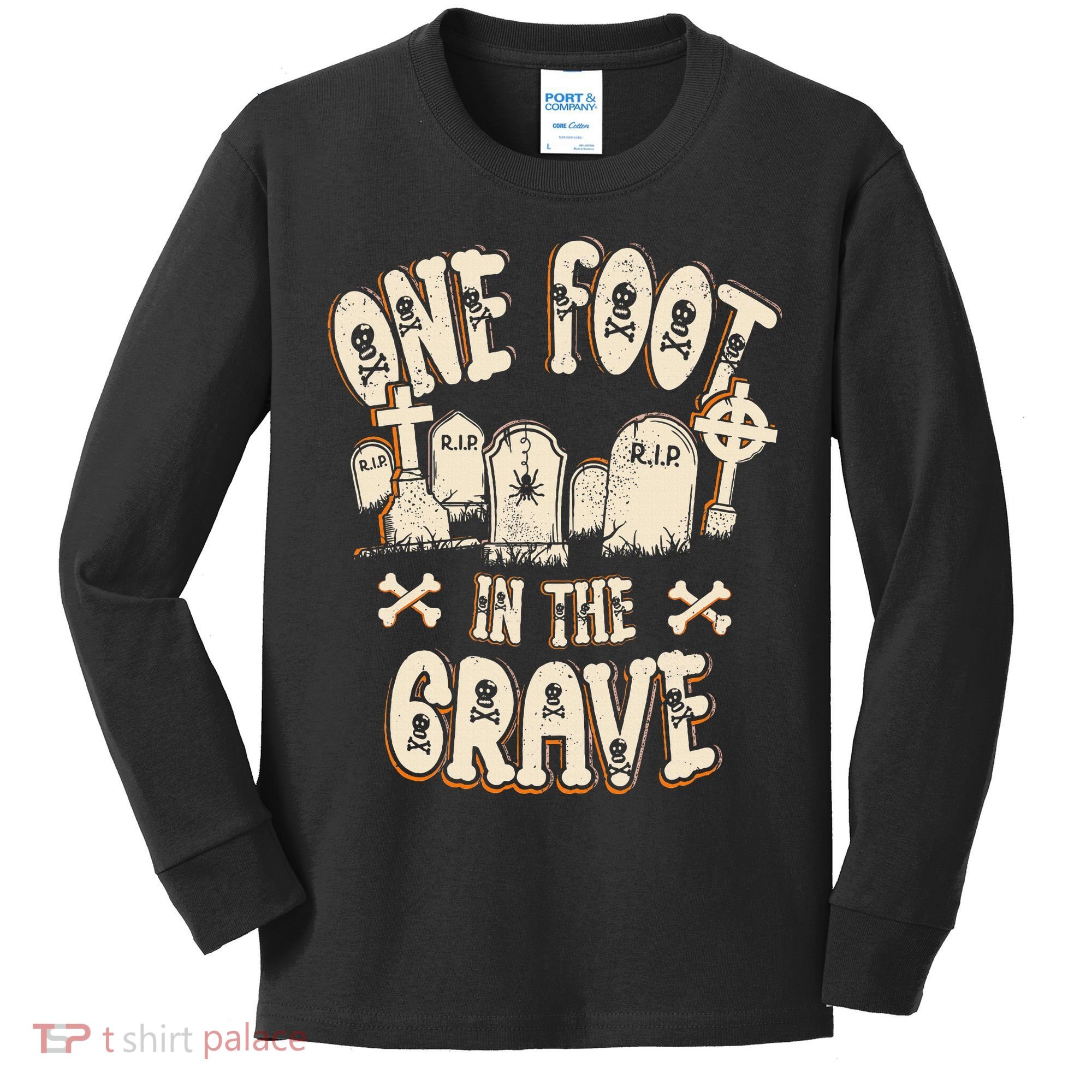 Leg Amputee One Foot In The Grave Missing Leg Kids Long Sleeve Shirt