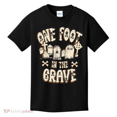 Leg Amputee One Foot In The Grave Missing Leg Kids T-Shirt