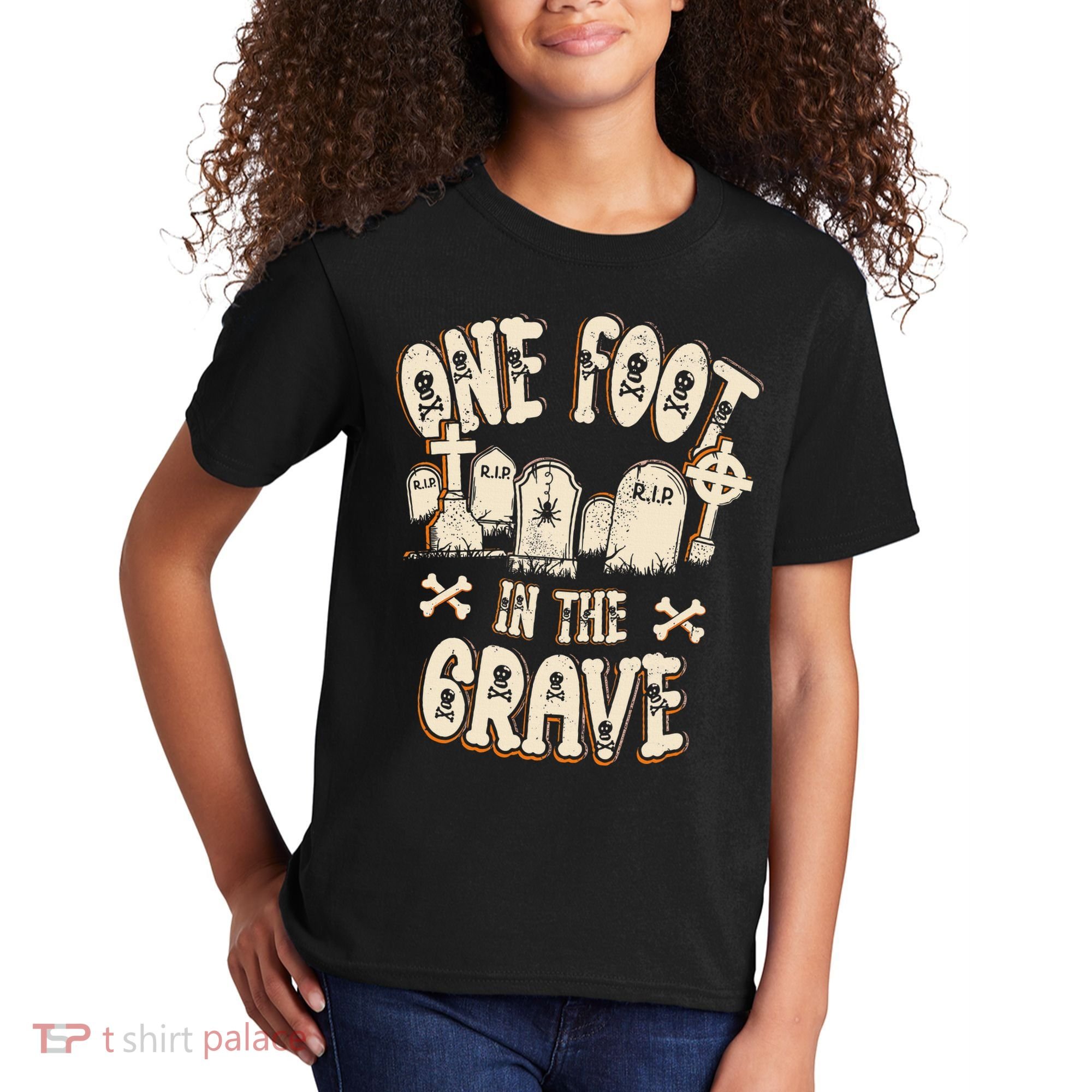 Leg Amputee One Foot In The Grave Missing Leg Kids T-Shirt