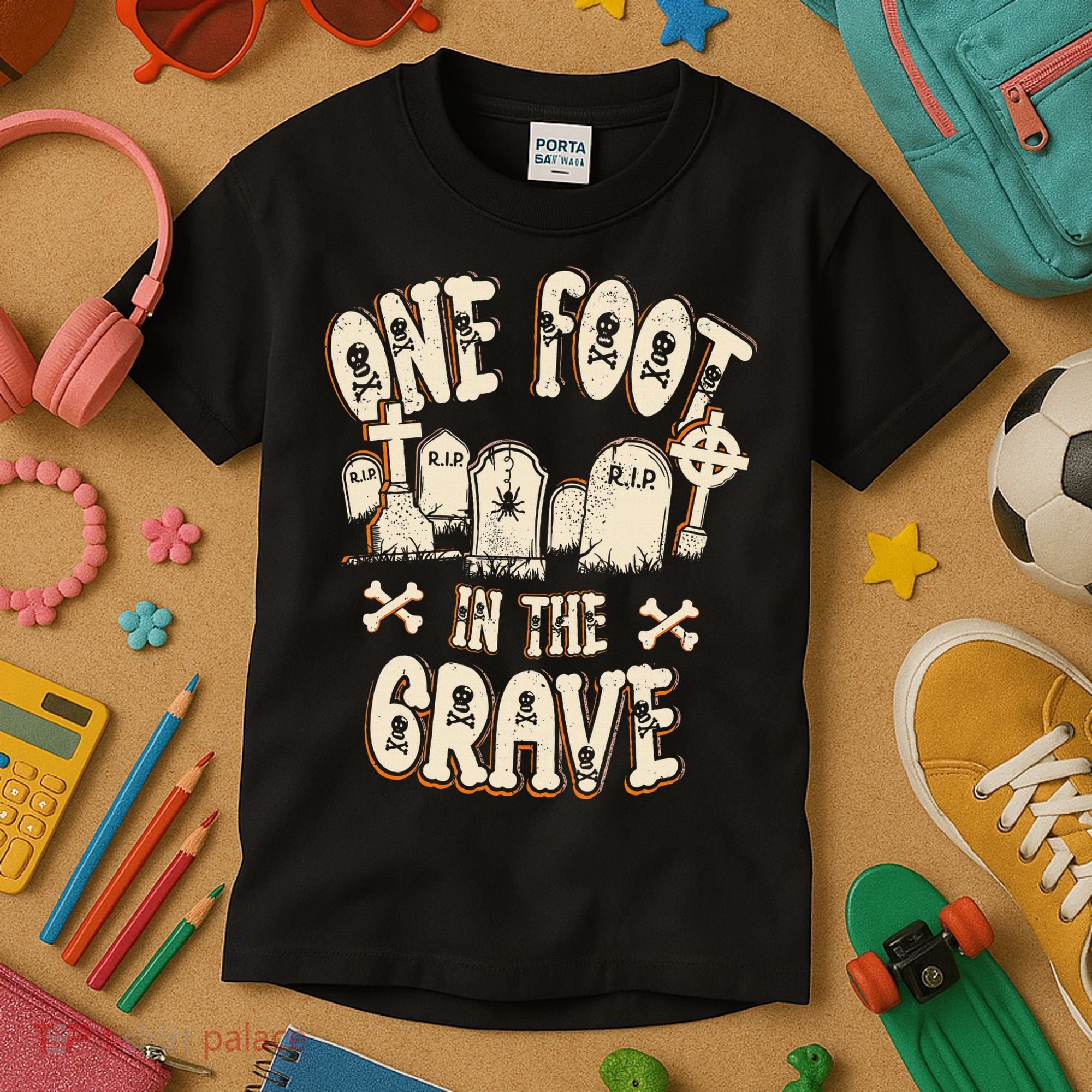Leg Amputee One Foot In The Grave Missing Leg Kids T-Shirt