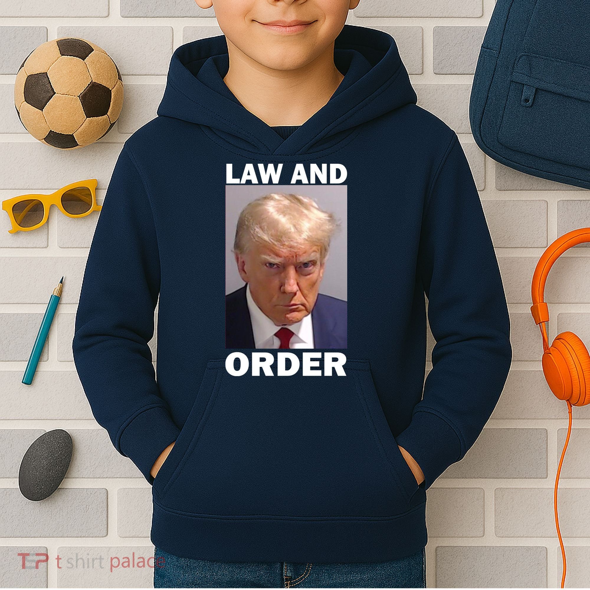 Law And Order Donald Trump Mugshot Kids Hoodie
