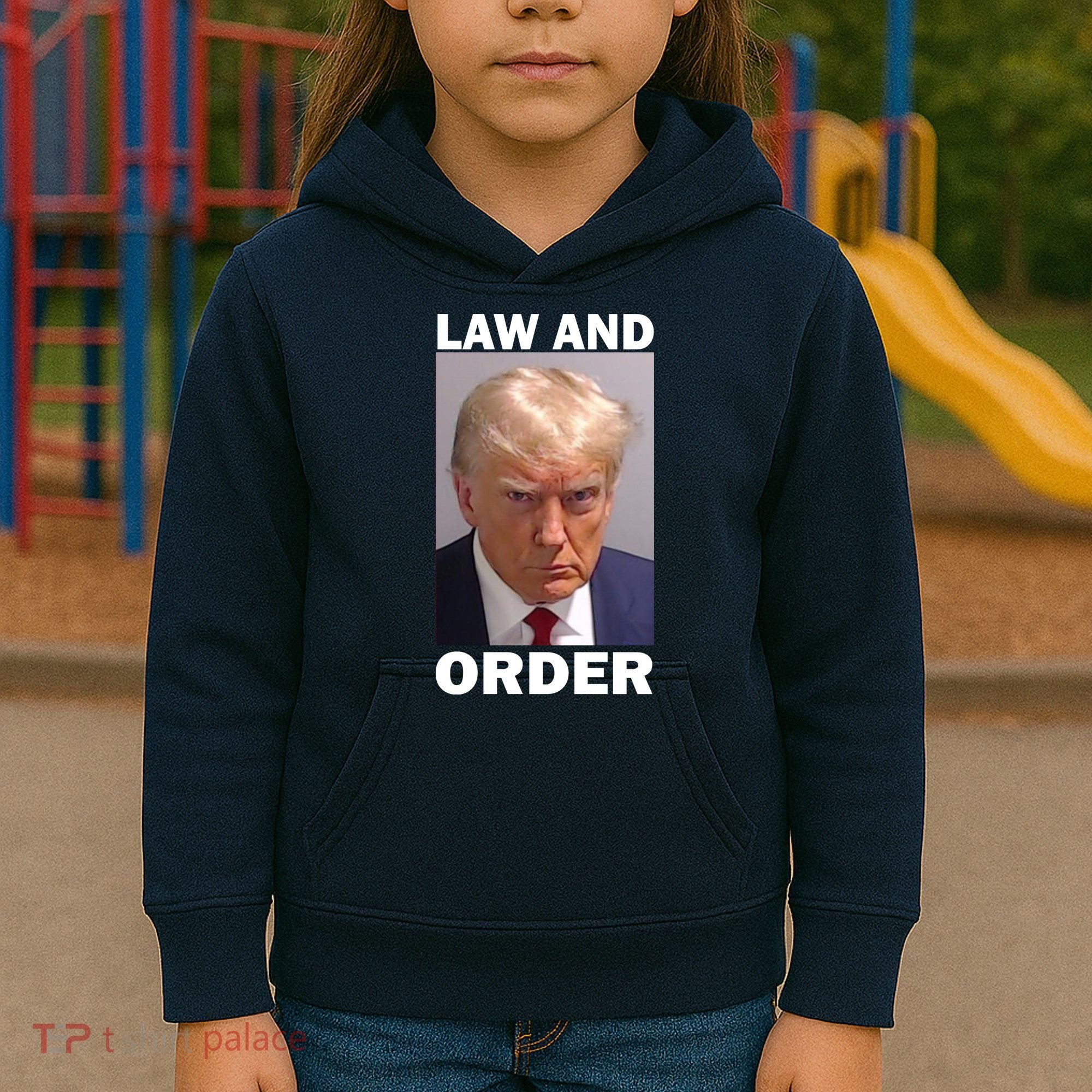 Law And Order Donald Trump Mugshot Kids Hoodie