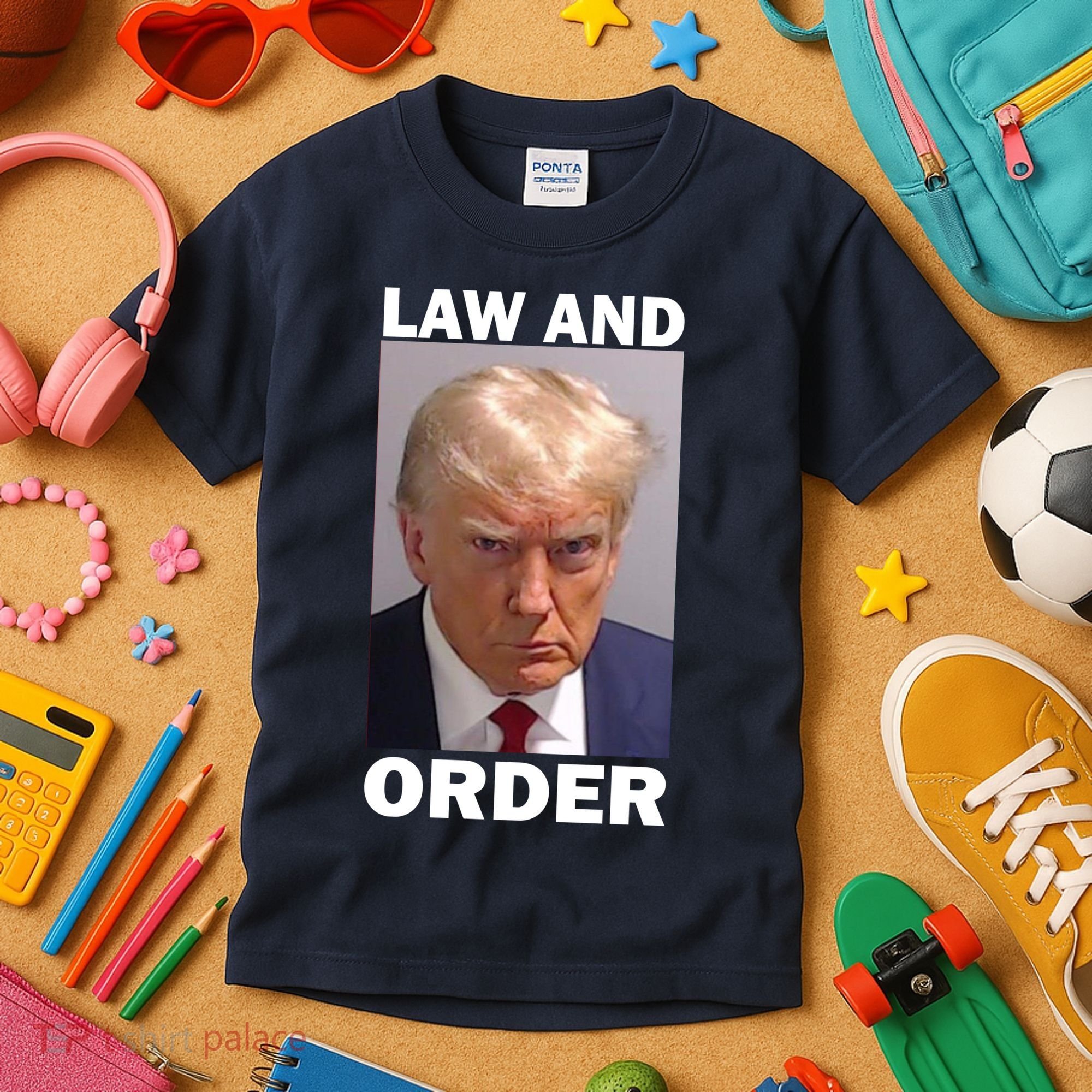 Law And Order Donald Trump Mugshot Kids T-Shirt