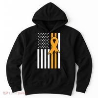Leukemia Awareness Orange Ribbon USA American Flag Hoodie thumb 0