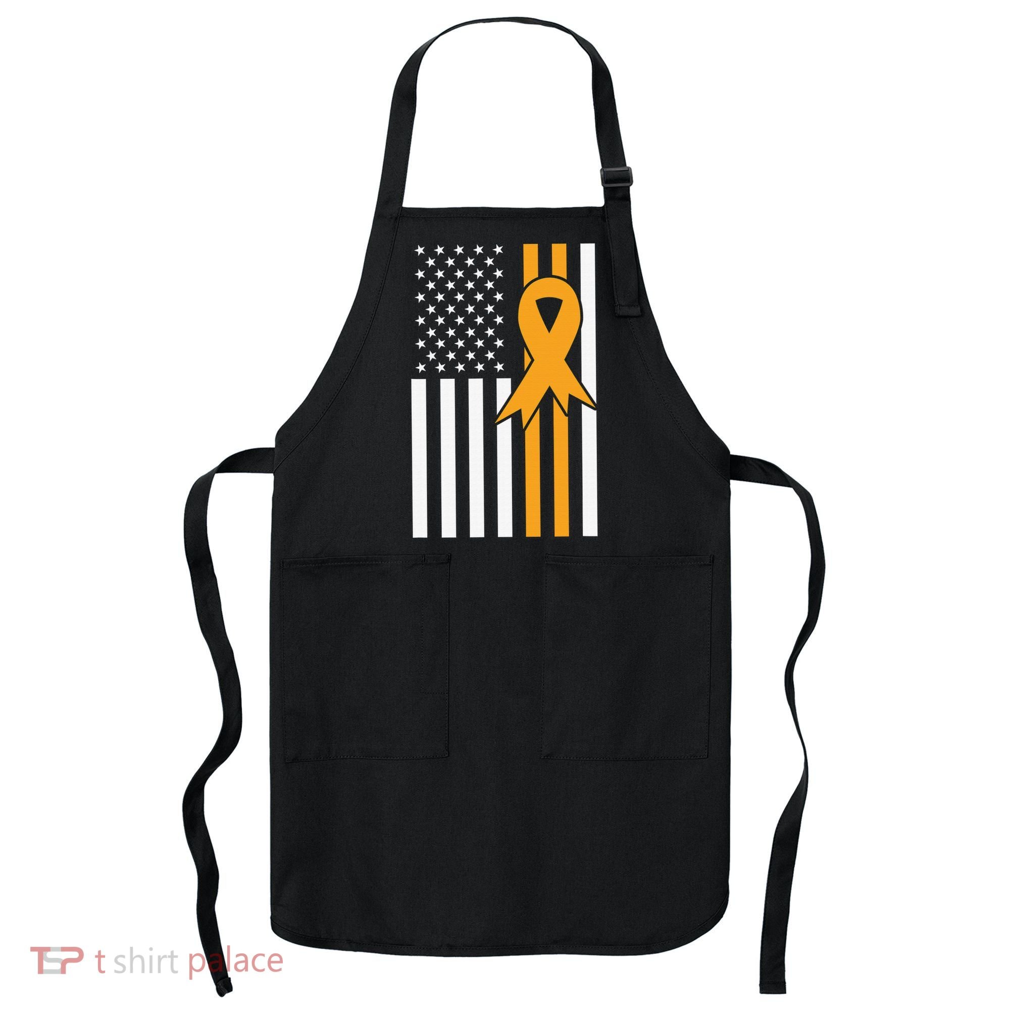 Leukemia Awareness Orange Ribbon USA American Flag Apron