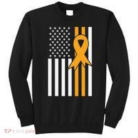 Leukemia Awareness Orange Ribbon USA American Flag Sweatshirt thumb 0