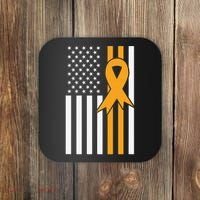 Leukemia Awareness Orange Ribbon USA American Flag Coaster thumb 0