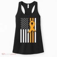 Leukemia Awareness Orange Ribbon USA American Flag Women's Tank Top thumb 0