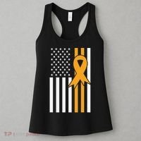 Leukemia Awareness Orange Ribbon USA American Flag Women's Tank Top thumb 3