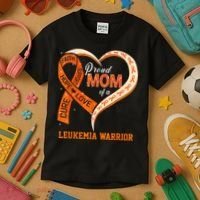 Leukemia Awareness Proud Mom Of A Leukemia Warrior Kids T-Shirt thumb 3