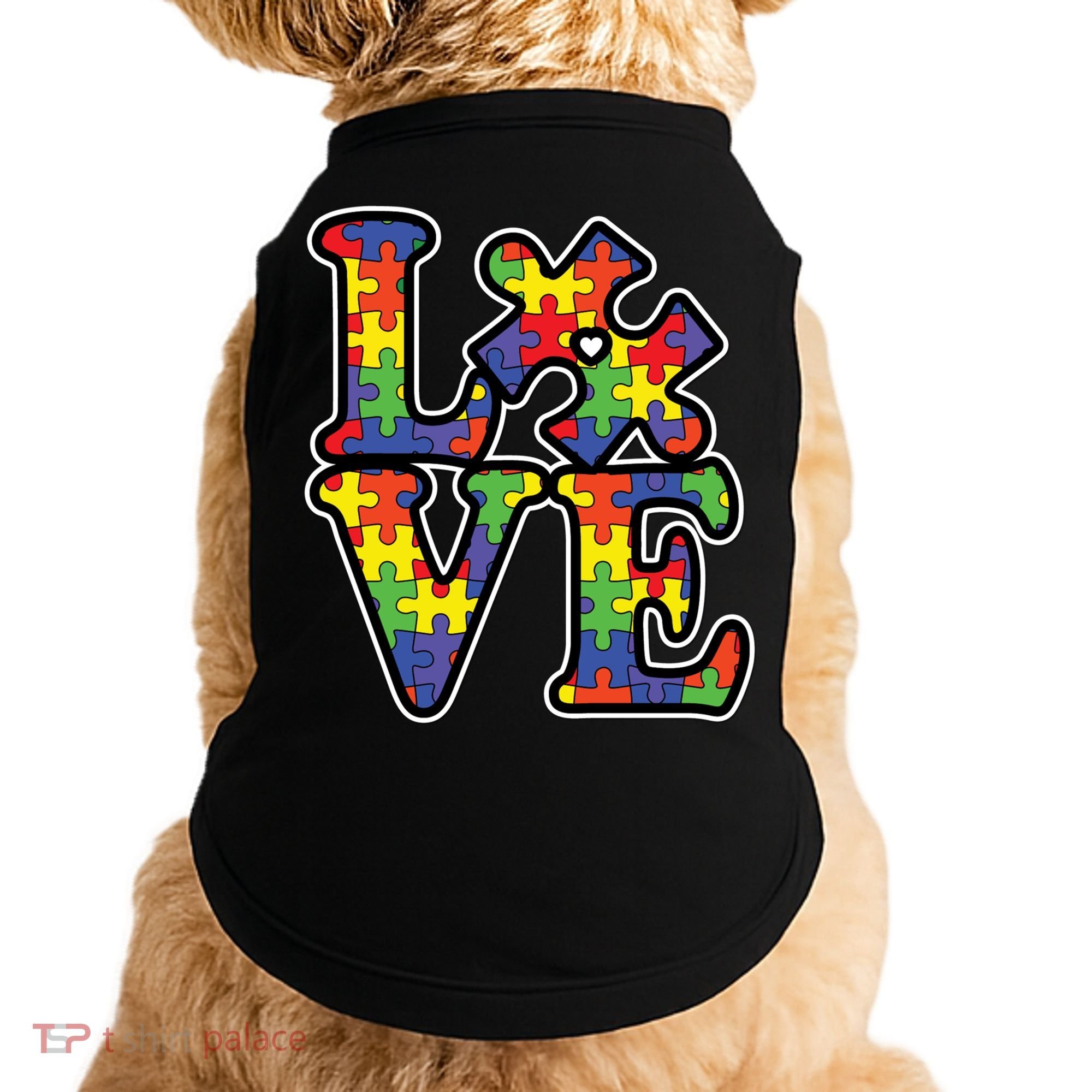 Love Autism Puzzle Piece Doggie Tank