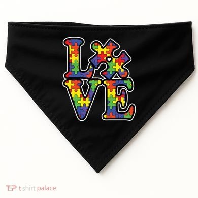 Love Autism Puzzle Piece USA-Made Doggie Bandana