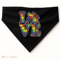 Love Autism Puzzle Piece USA-Made Doggie Bandana thumb 0