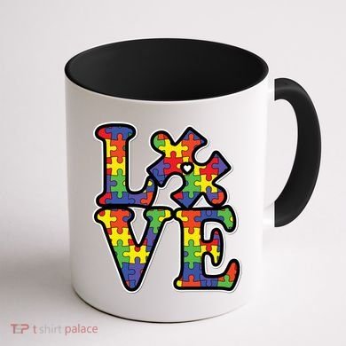 Love Autism Puzzle Piece Coffee Mug back
