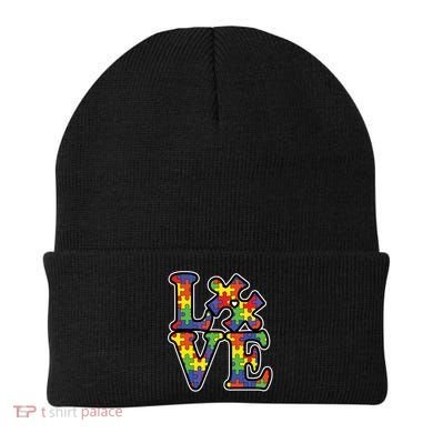Love Autism Puzzle Piece Beanie