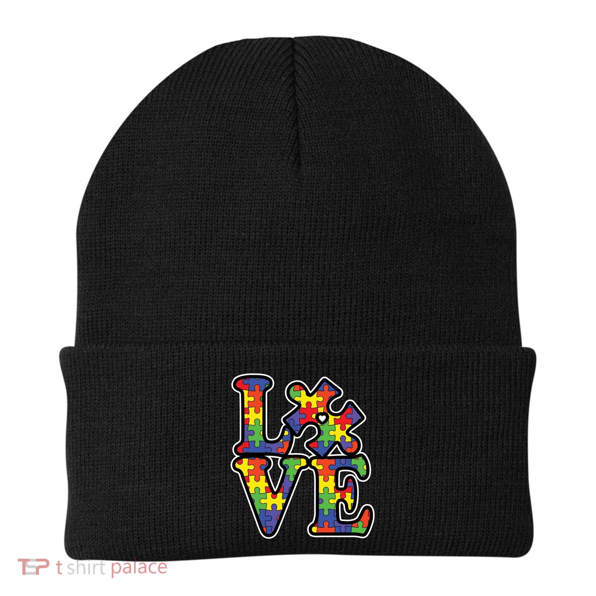 Love Autism Puzzle Piece Beanie