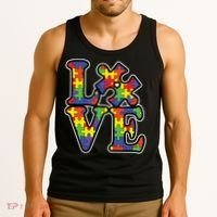 Love Autism Puzzle Piece Tank Top thumb 3