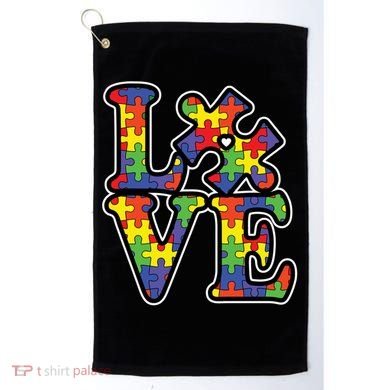 Love Autism Puzzle Piece Golf Towel